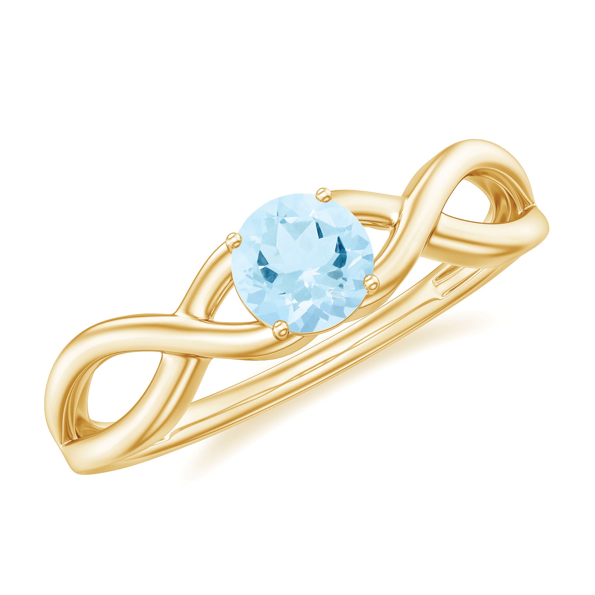 0.25 CT Solitaire Aquamarine Crossover Engagement Ring Aquamarine - ( AAA ) - Quality - Rosec Jewels