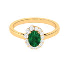 Oval Shape Created Emerald and Diamond Classic Halo Engagement Ring Lab Created Emerald - ( AAAA ) - Quality - Rosec Jewels