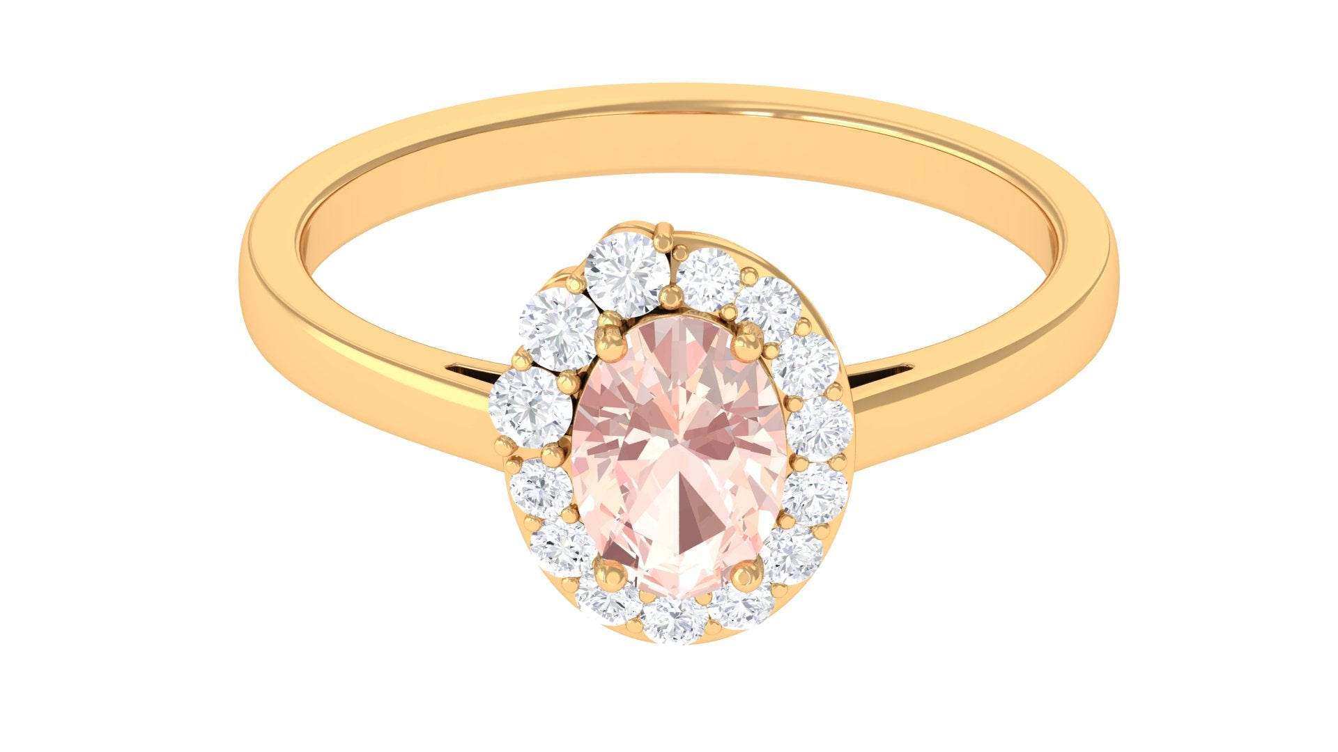 Oval Shape Morganite and Diamond Classic Halo Engagement Ring Morganite - ( AAA ) - Quality - Rosec Jewels