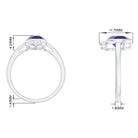 Bezel Set Amethyst Teardrop Cocktail Ring with Diamond Accent Amethyst - ( AAA ) - Quality - Rosec Jewels