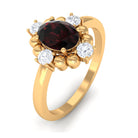 Garnet and Diamond Cocktail Ring with Beaded Garnet - ( AAA ) - Quality - Rosec Jewels