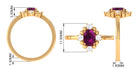 Oval Rhodolite and Diamond Cocktail Ring Rhodolite - ( AAA ) - Quality - Rosec Jewels