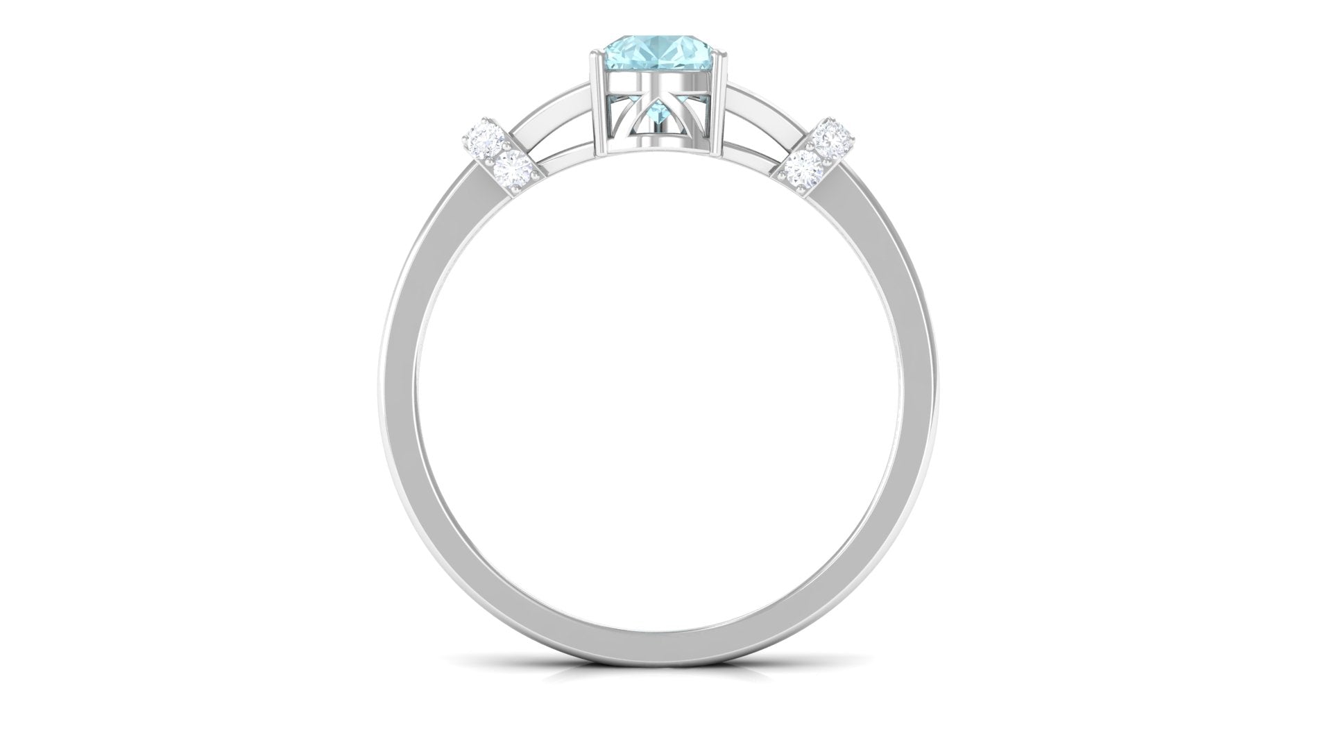 Pear Shape Sky Blue Topaz Solitaire Ring with Diamond in Split Shank Sky Blue Topaz - ( AAA ) - Quality - Rosec Jewels