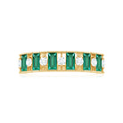 Baguette Cut Created Emerald Classic Half Eternity Ring with Diamond Lab Created Emerald - ( AAAA ) - Quality - Rosec Jewels