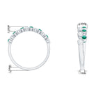 Simple Bezel Set Round Created Emerald and Moissanite Half Eternity Ring Lab Created Emerald - ( AAAA ) - Quality - Rosec Jewels