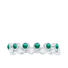 Simple Bezel Set Round Created Emerald and Moissanite Half Eternity Ring Lab Created Emerald - ( AAAA ) - Quality - Rosec Jewels