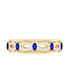 Marquise Created Blue Sapphire and Diamond Infinity Band Ring Lab Created Blue Sapphire - ( AAAA ) - Quality - Rosec Jewels