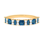 London Blue Topaz and Moissanite Eternity Ring in Prong Setting London Blue Topaz - ( AAA ) - Quality - Rosec Jewels