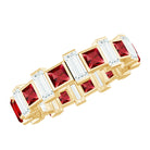 3 CT Princess Cut Created Ruby and Baguette Moissanite Alternate Eternity Ring Lab Created Ruby - ( AAAA ) - Quality - Rosec Jewels