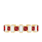 3 CT Princess Cut Created Ruby and Baguette Moissanite Alternate Eternity Ring Lab Created Ruby - ( AAAA ) - Quality - Rosec Jewels