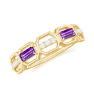 Amethyst and Diamond Geometric Half Eternity Ring Amethyst - ( AAA ) - Quality - Rosec Jewels