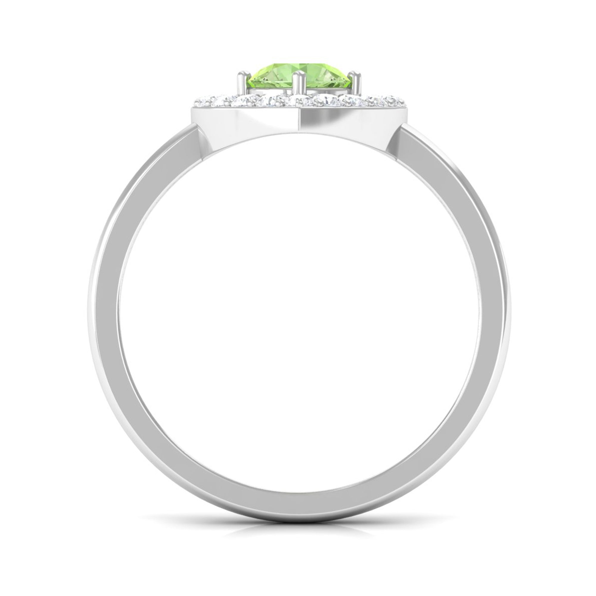 Green Sapphire Heart Promise Ring with Diamond Halo Green Sapphire - ( AAA ) - Quality - Rosec Jewels