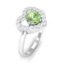 Green Sapphire Heart Promise Ring with Diamond Halo Green Sapphire - ( AAA ) - Quality - Rosec Jewels