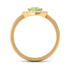 Green Sapphire Heart Promise Ring with Diamond Halo Green Sapphire - ( AAA ) - Quality - Rosec Jewels