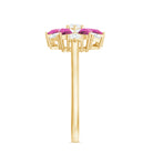 Natural Pink Tourmaline Flower Ring with Moissanite Pink Tourmaline - ( AAA ) - Quality - Rosec Jewels