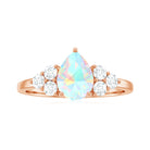 Pear Shaped Ethiopian Opal Ring with Diamond Trio Ethiopian Opal - ( AAA ) - Quality - Rosec Jewels