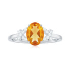 Split Shank Oval Citrine and Diamond Solitaire Engagement Ring Citrine - ( AAA ) - Quality - Rosec Jewels