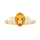 Split Shank Oval Citrine and Diamond Solitaire Engagement Ring Citrine - ( AAA ) - Quality - Rosec Jewels