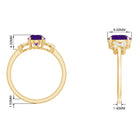 Oval Amethyst Solitaire Ring with Diamond in Split Shank Amethyst - ( AAA ) - Quality - Rosec Jewels