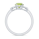 Split Shank Oval Peridot and Diamond Solitaire Engagement Ring Peridot - ( AAA ) - Quality - Rosec Jewels