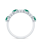 Round Created Emerald and Diamond Alternate Half Eternity Ring Lab Created Emerald - ( AAAA ) - Quality - Rosec Jewels