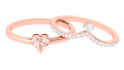 Heart Shape Morganite Ring Set with Diamond Morganite - ( AAA ) - Quality - Rosec Jewels