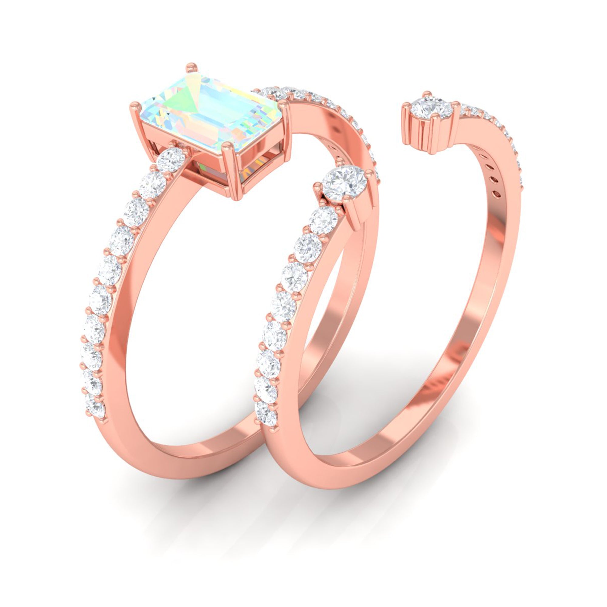 Ethiopian Opal and Diamond Solitaire Ring Set Ethiopian Opal - ( AAA ) - Quality - Rosec Jewels