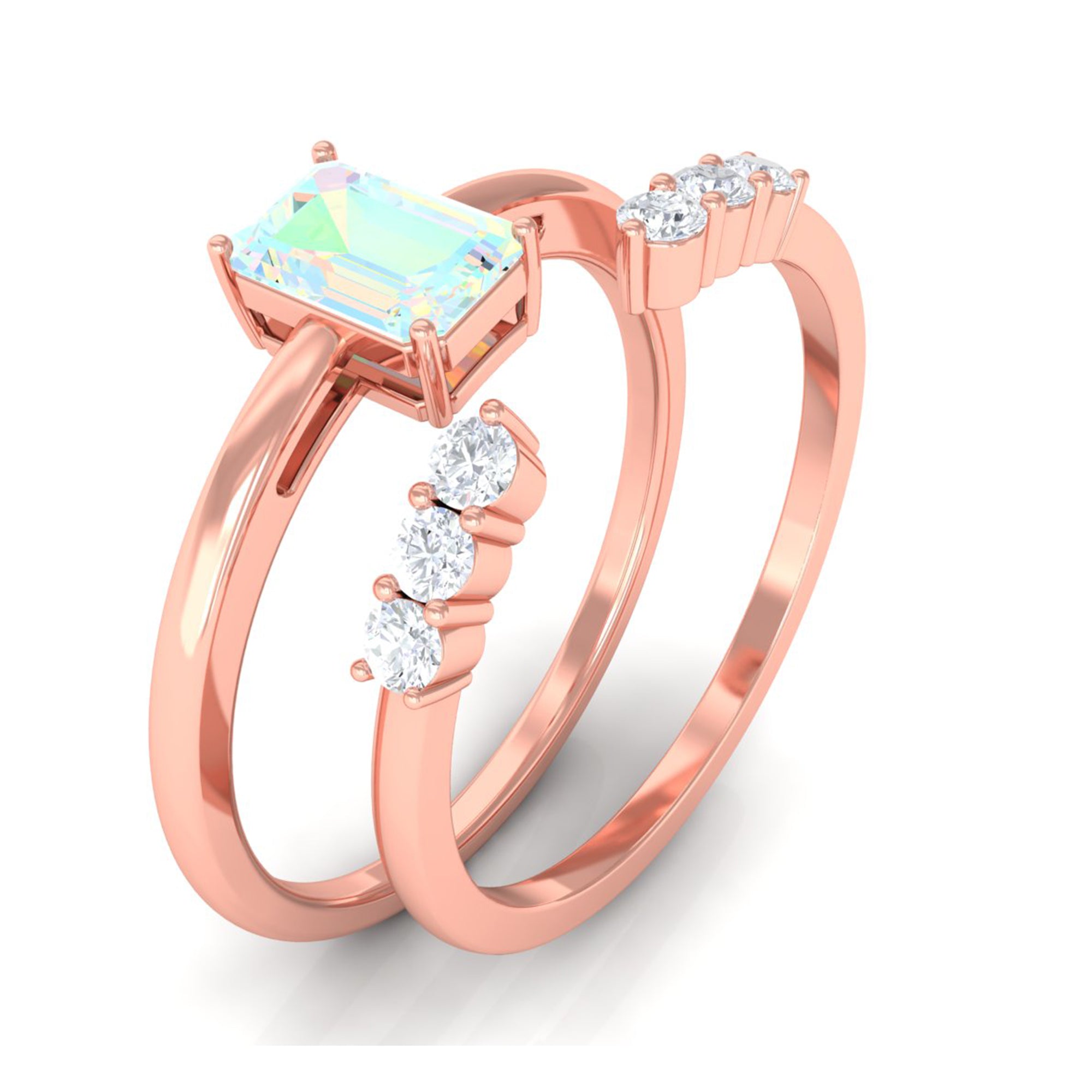 Natural Ethiopian Opal and Diamond Solitaire Ring Set Ethiopian Opal - ( AAA ) - Quality - Rosec Jewels