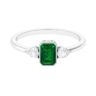 Created Emerald and Diamond Three Stone Ring in Bezel Setting Lab Created Emerald - ( AAAA ) - Quality - Rosec Jewels