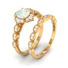 Ethiopian Opal Flower Ring Set with Diamond and Beaded Ethiopian Opal - ( AAA ) - Quality - Rosec Jewels