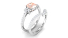 Cushion Cut Morganite and Diamond Bridal Ring Set Morganite - ( AAA ) - Quality - Rosec Jewels