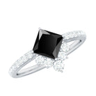 1.75 CT Princess Cut Black Diamond Solitaire Designer Ring with Moissanite Black Diamond - ( AAA ) - Quality - Rosec Jewels