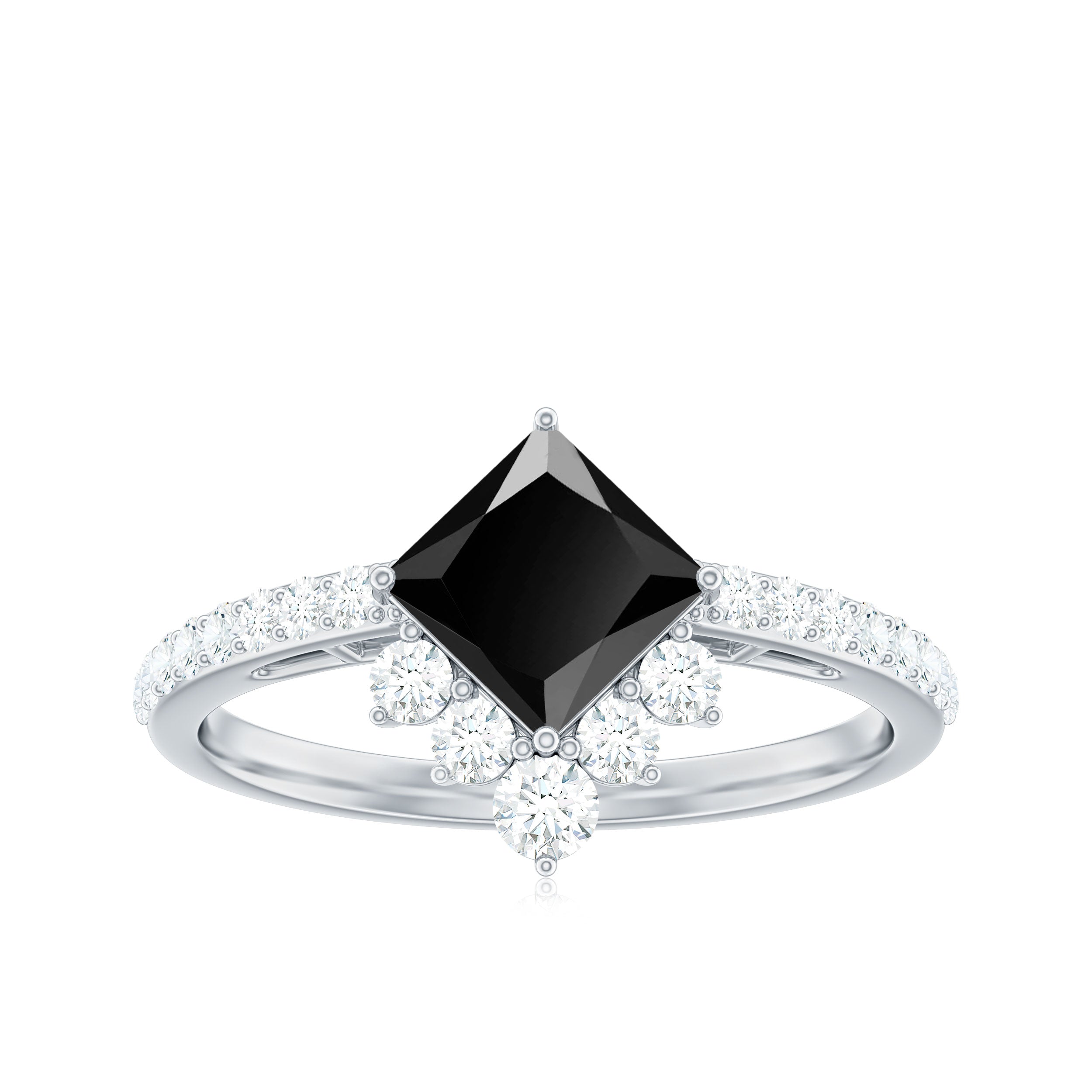 1.75 CT Princess Cut Black Diamond Solitaire Designer Ring with Moissanite Black Diamond - ( AAA ) - Quality - Rosec Jewels