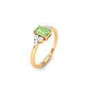 Emerald Cut Green Sapphire Promise Ring with Diamond Trio Green Sapphire - ( AAA ) - Quality - Rosec Jewels