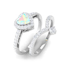 Heart Shape Ethiopian Opal Ring Set with Moissanite Ethiopian Opal - ( AAA ) - Quality - Rosec Jewels