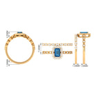 Octagon Cut London Blue Topaz and Diamond Designer Ring Set London Blue Topaz - ( AAA ) - Quality - Rosec Jewels