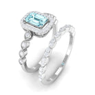 Octagon Cut Aquamarine and Diamond Designer Ring Set Aquamarine - ( AAA ) - Quality - Rosec Jewels