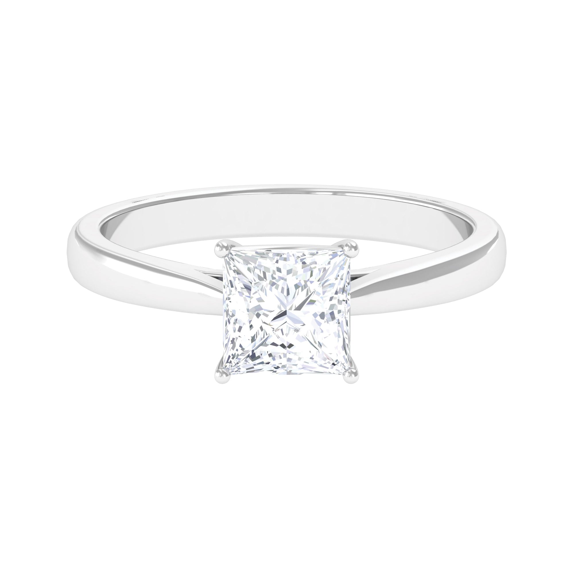 Princess Cut Moissanite Simple Solitaire Engagement Ring Moissanite - ( D-VS1 ) - Color and Clarity - Rosec Jewels