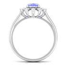 Vintage Inspired Oval Tanzanite and Diamond Halo Ring Tanzanite - ( AAA ) - Quality - Rosec Jewels