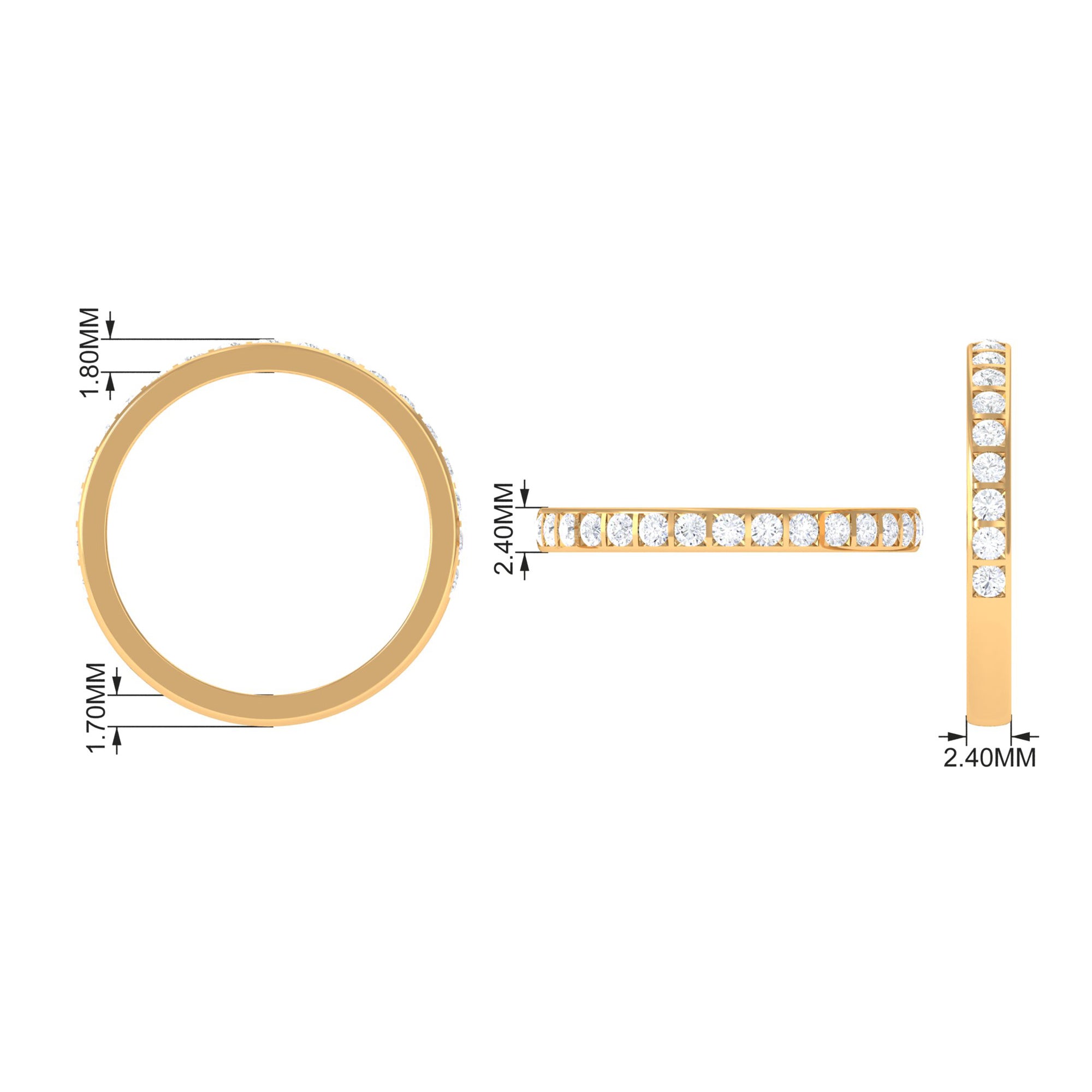 1/2 CT Bar Set Moissanite Half Eternity Ring Moissanite - ( D-VS1 ) - Color and Clarity - Rosec Jewels