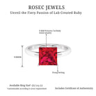 8.00 MM Princess Cut Created Ruby Solitaire Ring Lab Created Ruby - ( AAAA ) - Quality - Rosec Jewels