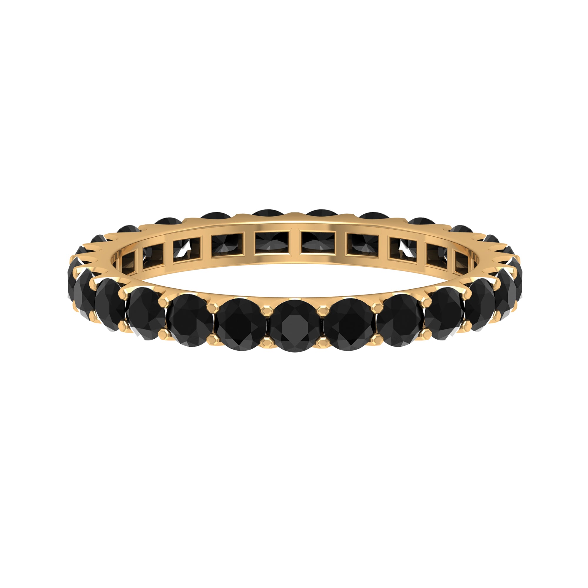 Minimal Black Onyx Eternity Ring Black Onyx - ( AAA ) - Quality - Rosec Jewels