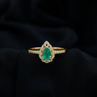 Pear Shaped Emerald Cocktail Ring with Diamond Emerald - ( AAA ) - Quality - Rosec Jewels