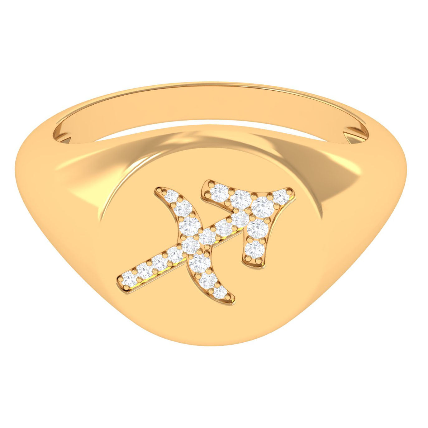 Zircon Sagittarius Zodiac Signet Unisex Ring Zircon - ( AAAA ) - Quality - Rosec Jewels