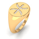 Certified Cubic Zirconia Pisces Zodiac Signet Ring Zircon - ( AAAA ) - Quality - Rosec Jewels