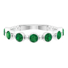 3/4 CT Created Emerald Stackable Ring with Beaded Details Lab Created Emerald - ( AAAA ) - Quality - Rosec Jewels