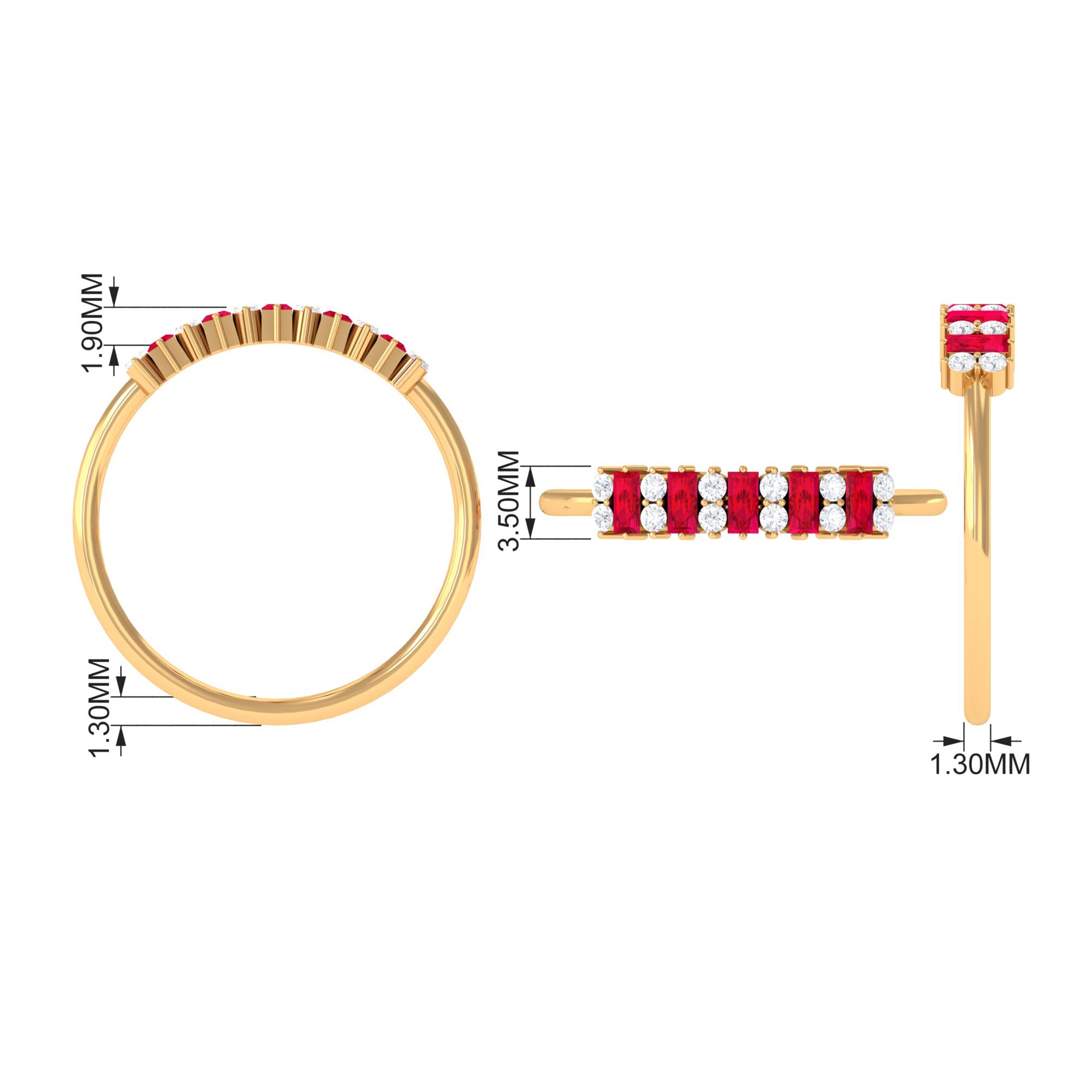 1.75 CT Created Ruby and Diamond Minimal Cluster Ring Lab Created Ruby - ( AAAA ) - Quality - Rosec Jewels