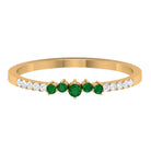 Prong Set Emerald and Shiny Diamond Stackable Ring Emerald - ( AAA ) - Quality - Rosec Jewels