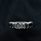 Natural Black Onyx Half Eternity Ring Black Onyx - ( AAA ) - Quality - Rosec Jewels