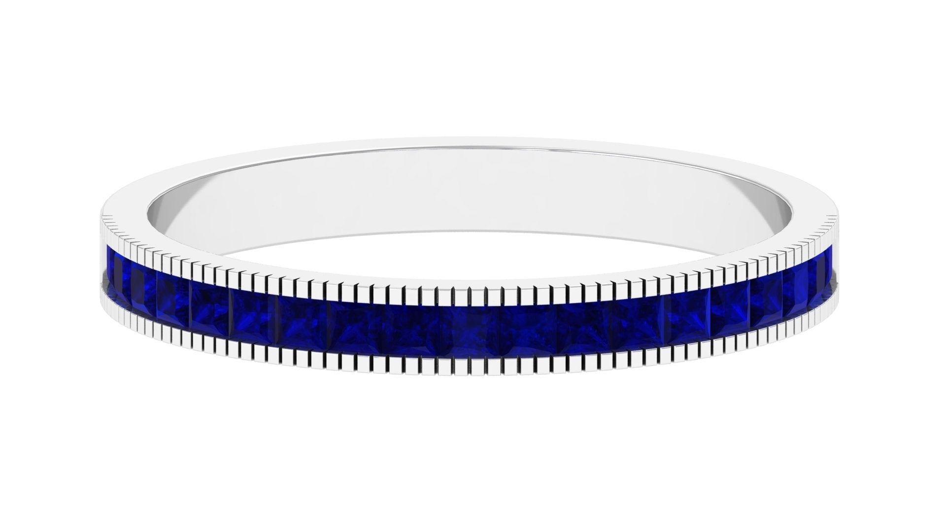 3/4 CT Blue Sapphire Half Eternity Band Ring in Channel Setting Blue Sapphire - ( AAA ) - Quality - Rosec Jewels